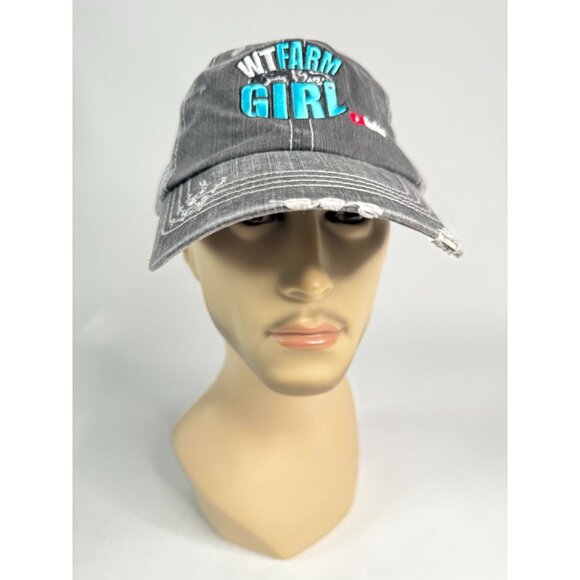 WT Farm Girl Distressed Trucker Hat YouTube Logo Embroidered Adjustable One Size - Picture 13 of 16
